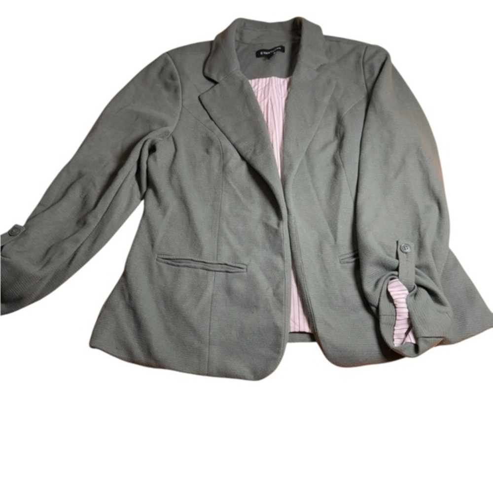 41 Hawthorn Sage Textured Blazer Striped Lining Lg Career Minimalist Soft Office
